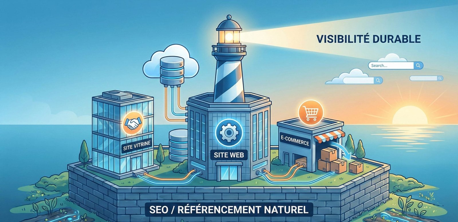 Illustration SEO améliorant visibilité durable des sites web