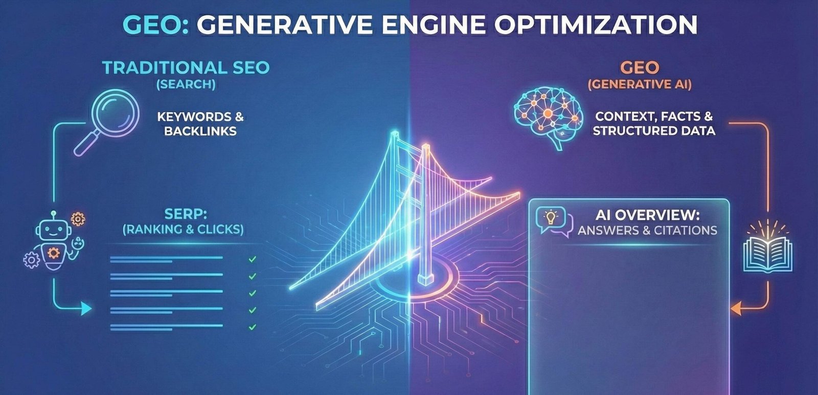 Comparaison SEO traditionnel et optimisation générative GEO