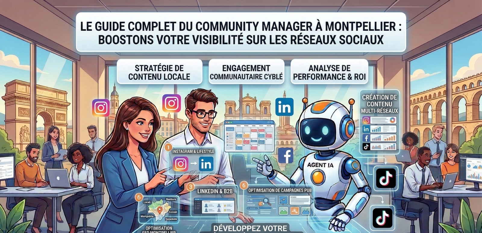 Guide community manager Montpellier avec agent IA