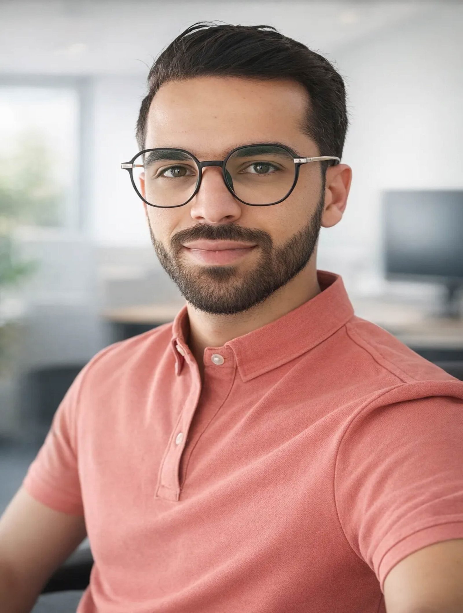 Homme barbu avec lunettes dans un bureau
