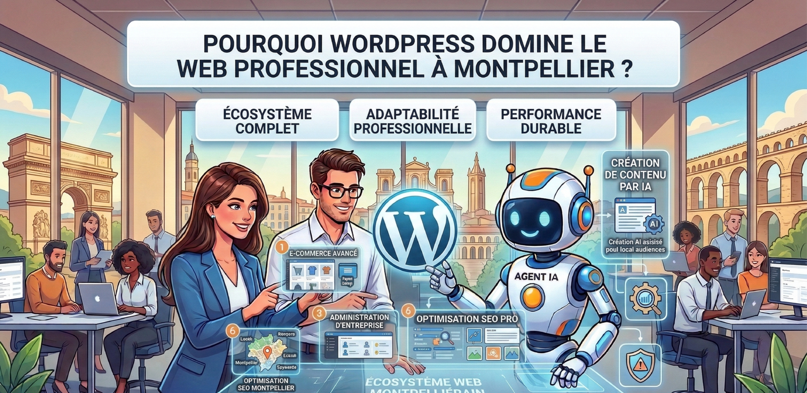 Infographie WordPress et IA &agrave; Montpellier