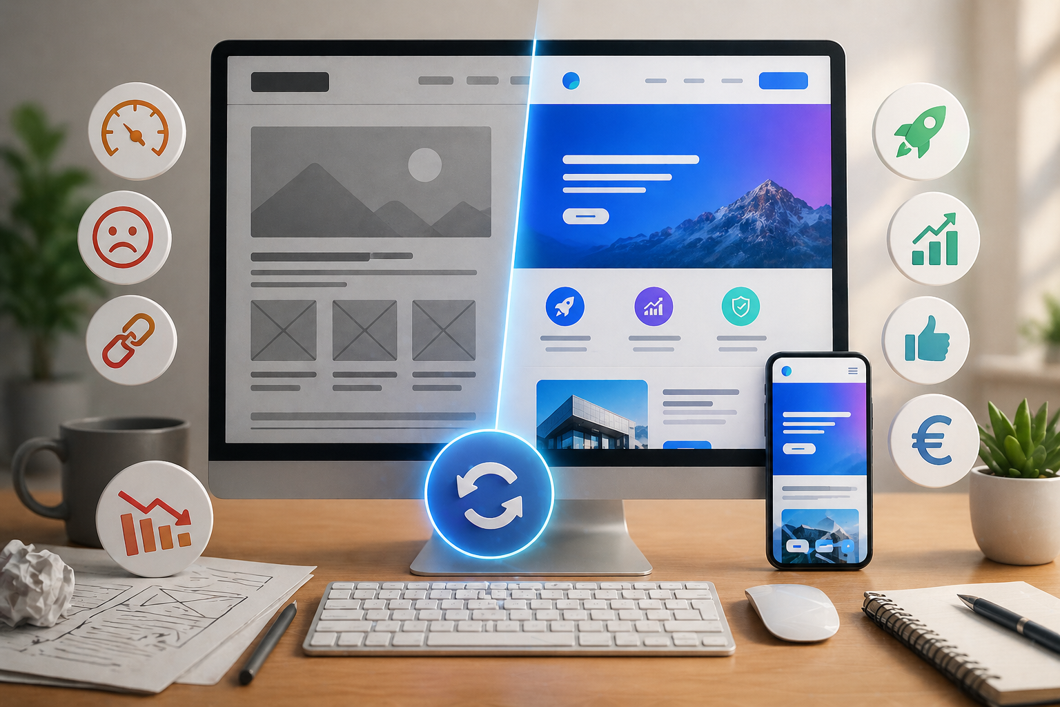 Comparaison refonte site web avant apr&egrave;s moderne